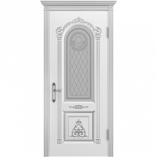 Ульяновская дверь Ода-3 белая эмаль патина серебро ДО