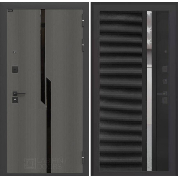 Входная дверь CARBON 31 - Черный кварц, зеркальная вставка с тонировкой
