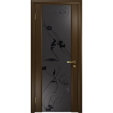 Дверь DioDoor Винтаж-2 венге черный триплекс Вьюнок матовый