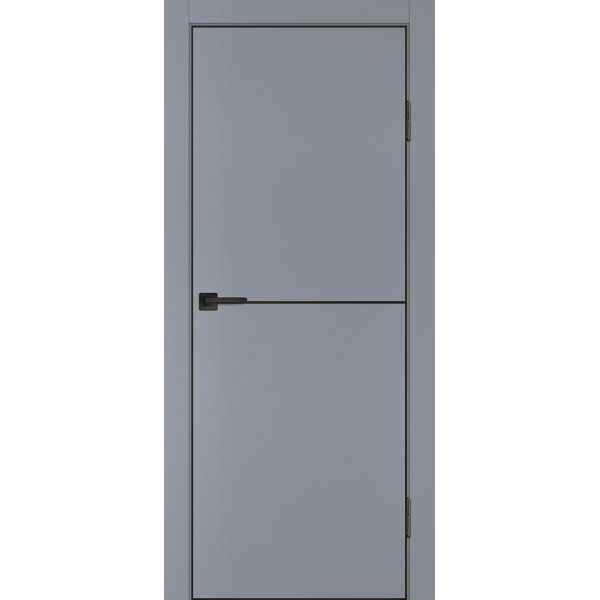 Дверь P-19 черный молдинг PET, кромка ABS черная c 4-х ст. Серый матовый