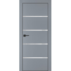 Дверь PX-17 черная кромка с 4-х ст. Серый матовый со стеклом